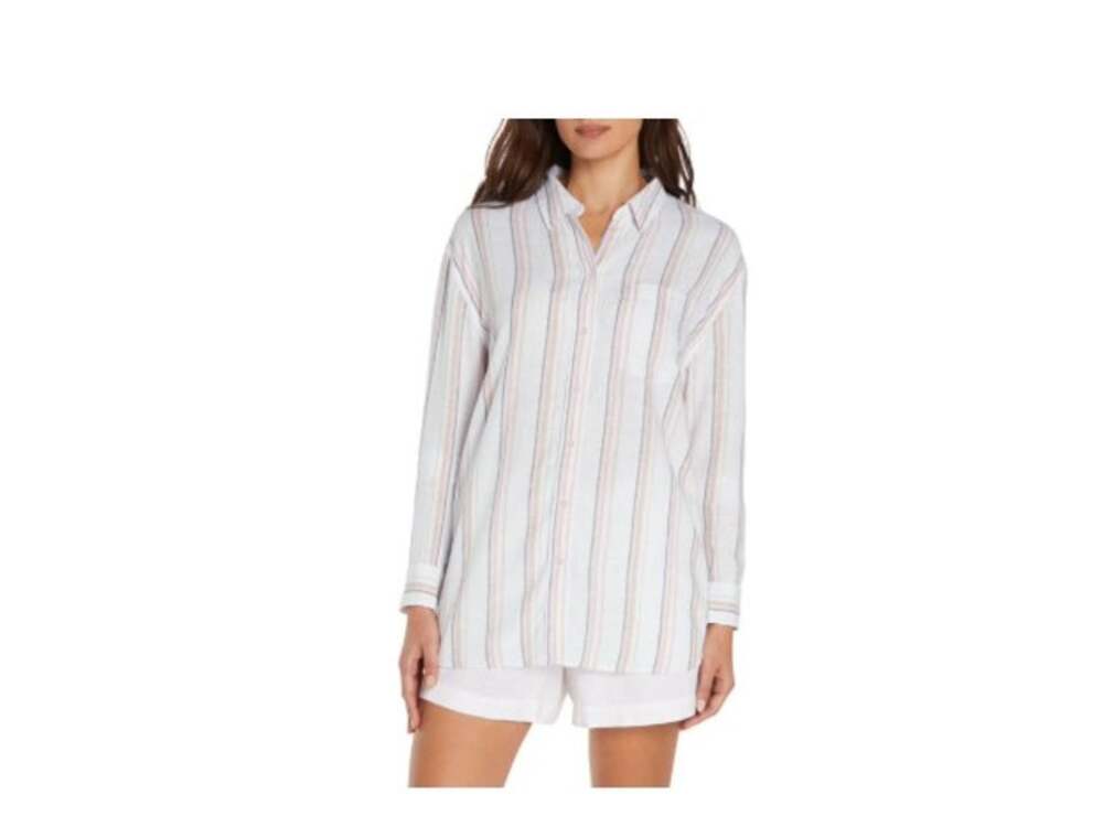 Gap Women's Linen Blend Button-Down Shirt Multicolor Size S